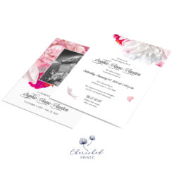 Beautiful soft pink and white peonies celebration of life invitation