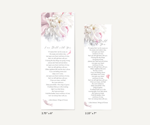 Soft Beautiful Peonies poem Bookmark large and small