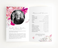 Pink Peonies Funeral Program Obituary