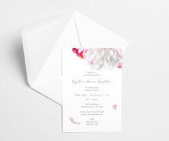 Pink Peonies Funeral Invitations with envelopes