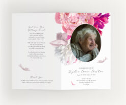 Pink Peonies Funeral Program Photo cover