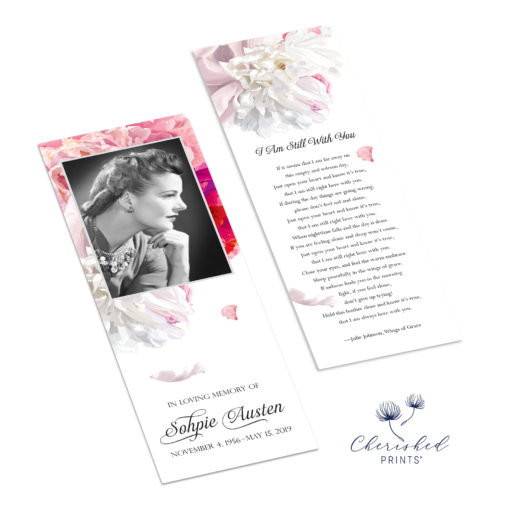 Beautiful soft pink and white peonies bookmarks