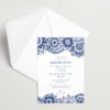 blue and white mandala death announcement, invitation to a funeral