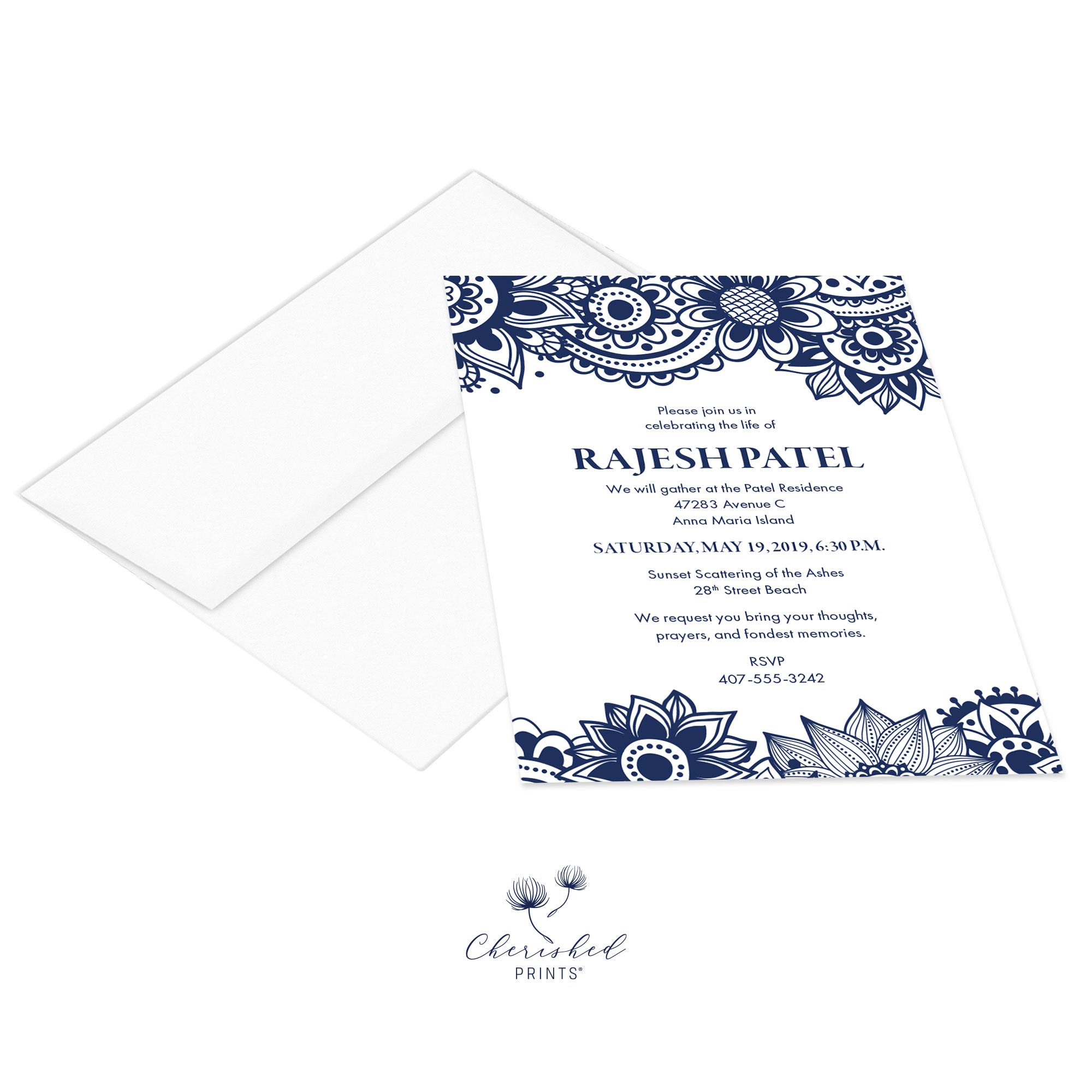Block Print Invitation with envelope