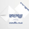 blue and white mandala acknowledgment card for funeral, front and back of sympathy card