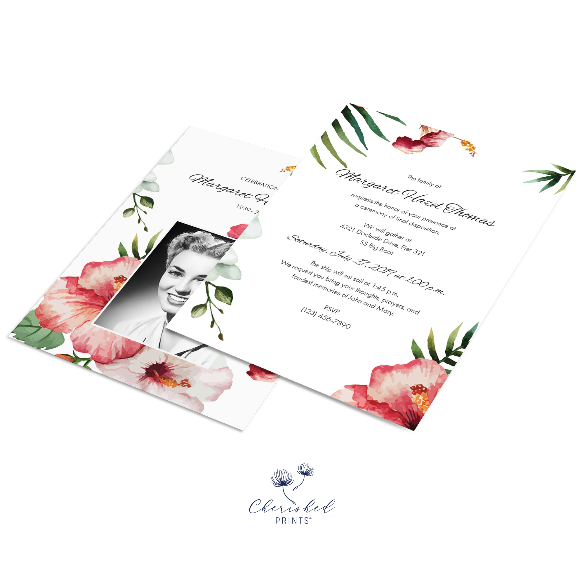 Tropical flowers invitation