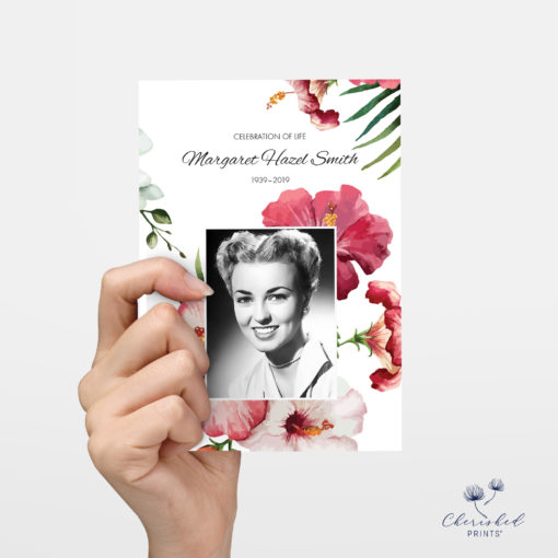 Back of Tropical flowers invitation