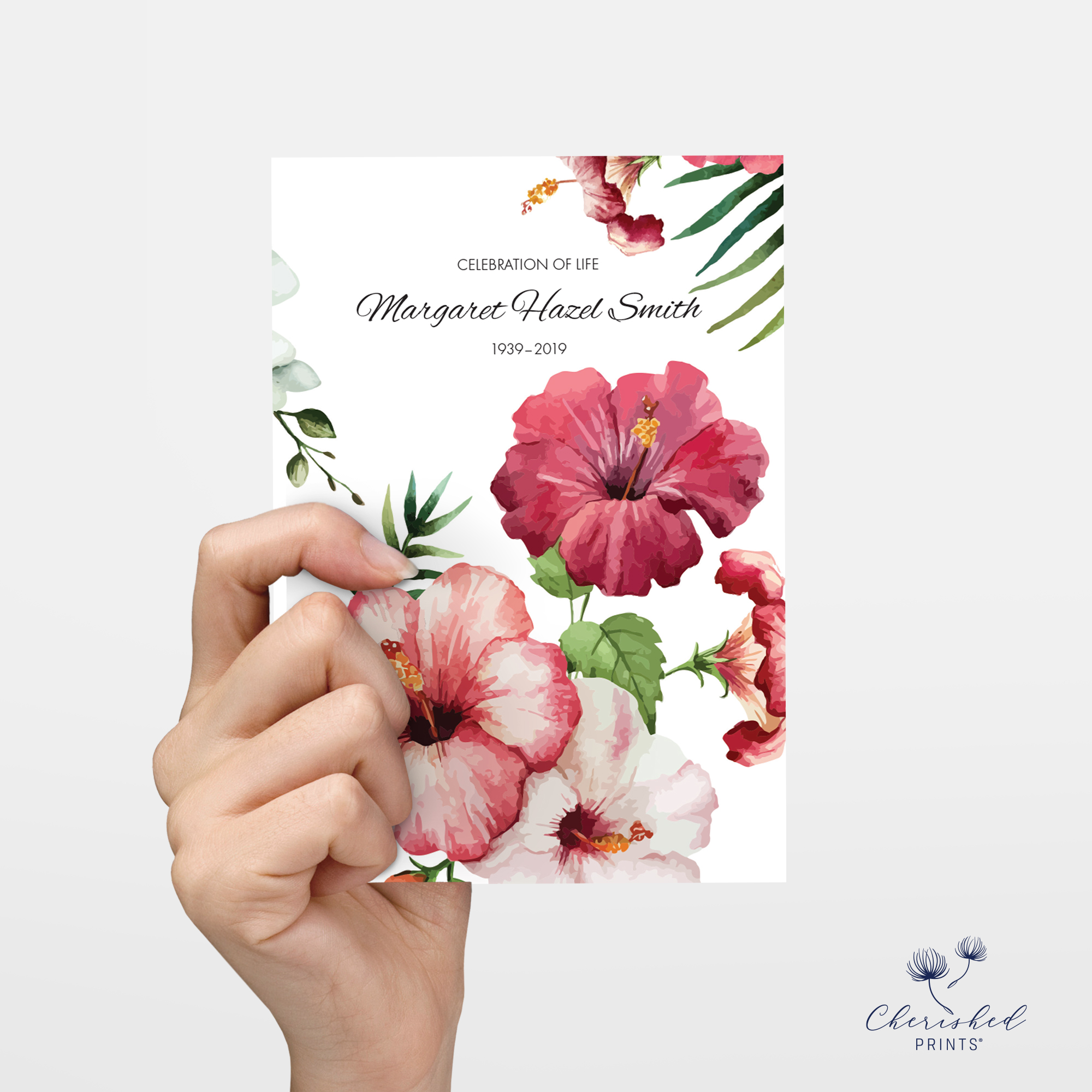 No photo back of Tropical flowers invitation