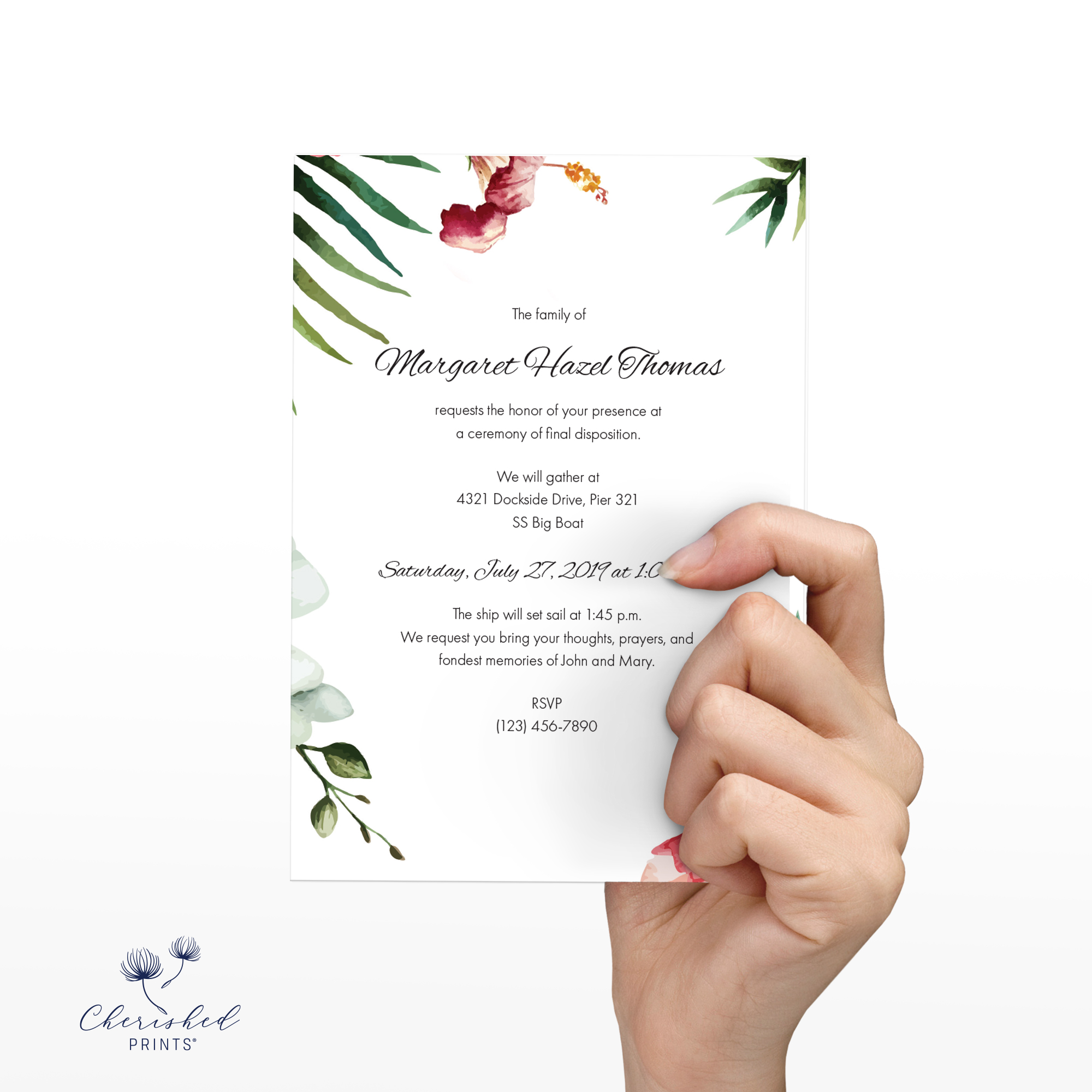 Tropical flowers invitation