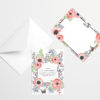 watercolor Anemones and butterflies funeral acknowledgment cards front and back with envelopes