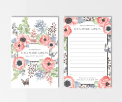 Anemones and butterflies celebration of life memory card front and back