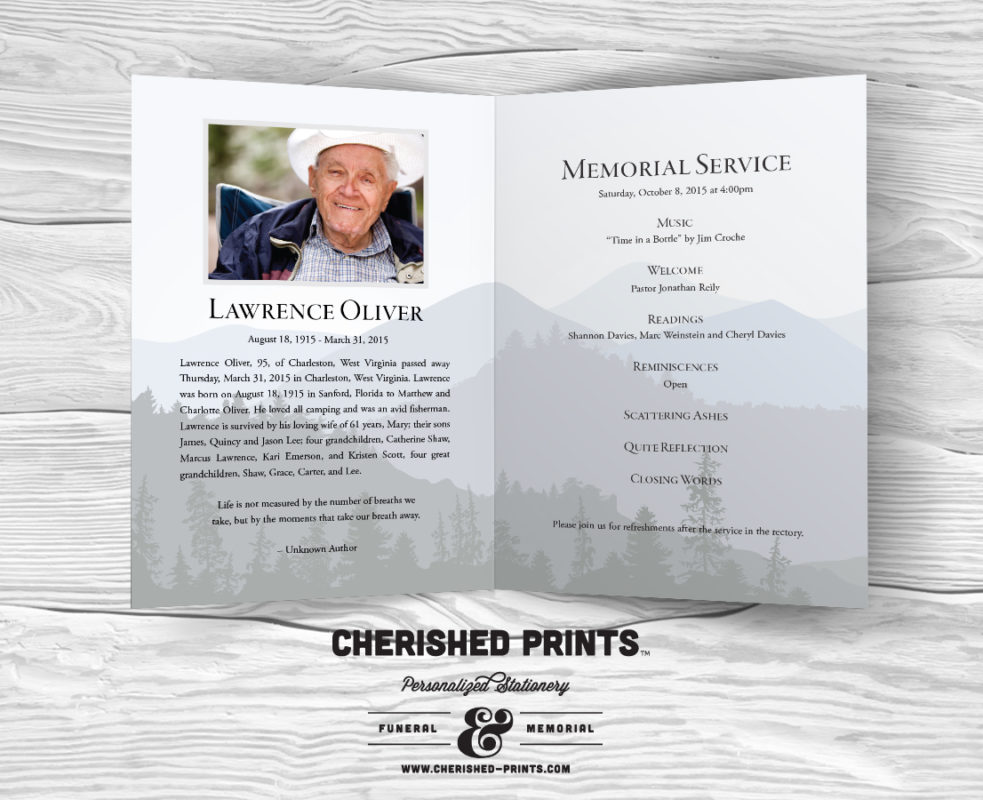 Purple mountains majesty celebration of life program for funerals and 