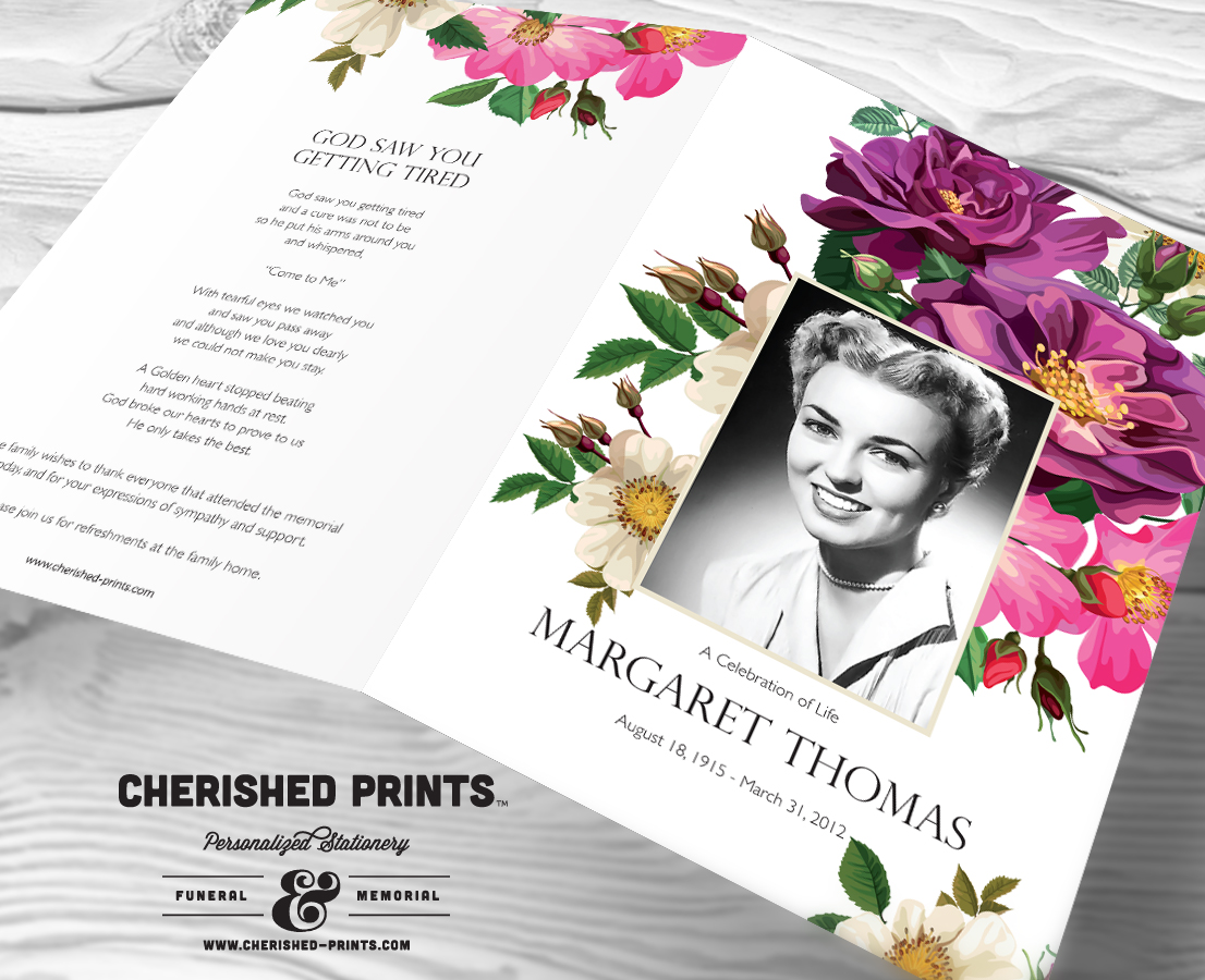 spring flowers funeral program