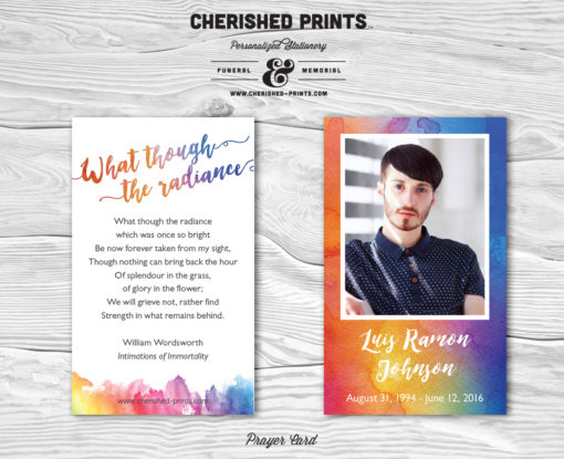 LBGTQ Pride Rainbow Prayer Card Prayer Card, Memorial Card, Funeral Card, Personalized Printable Card, In Memory of, Stationery, Remembrance