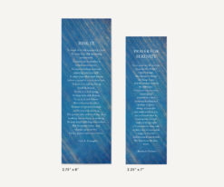 blue striped funeral bookmark with poem