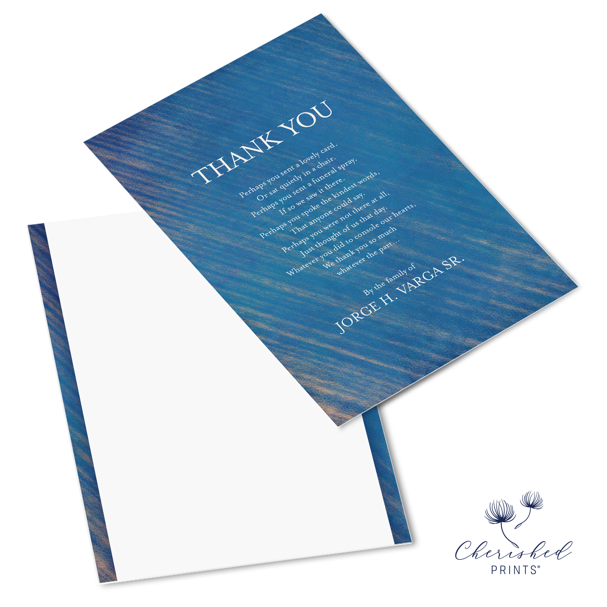 Blue Striped Thank You Font and Back