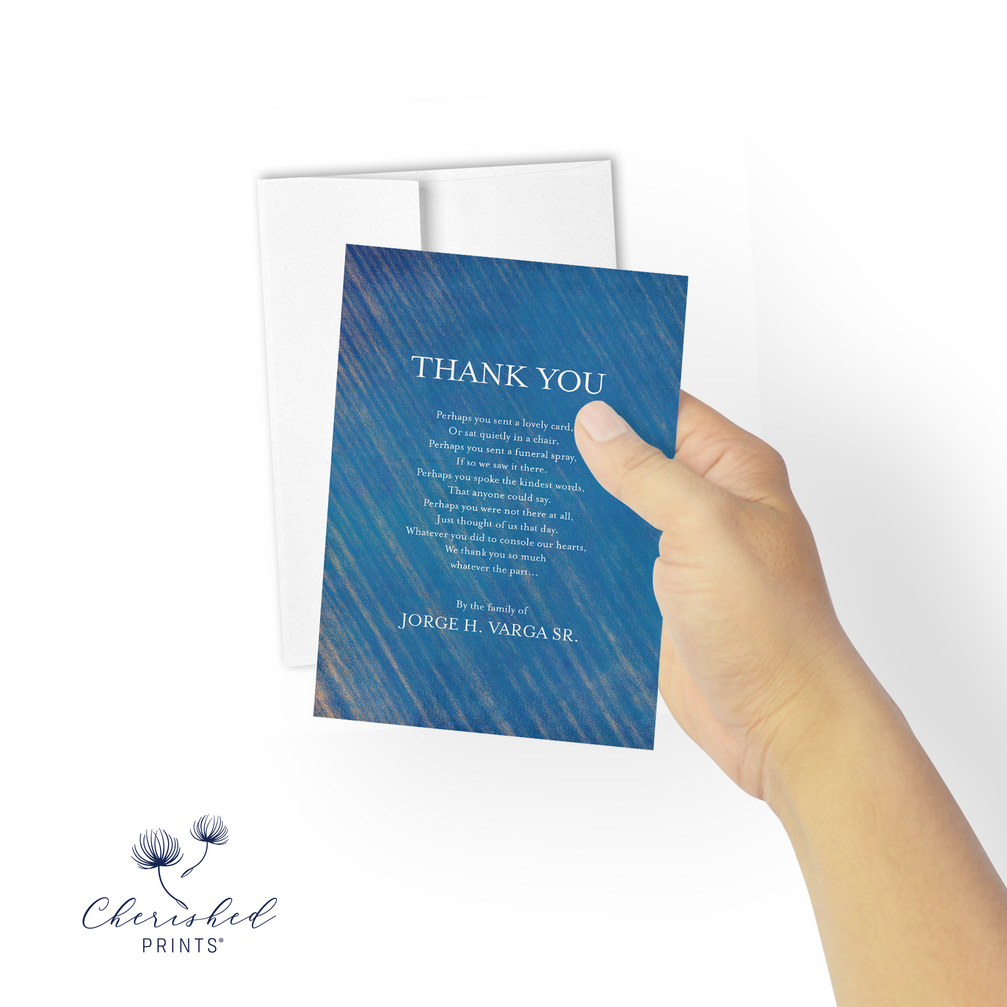 Blue Striped Thank You with Envelope