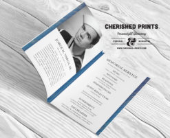 Blue Stripped Texture Modern Multi-Page Funeral Program Booklet