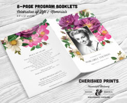 Spring Flowers Funeral Multi-Page Program for Memorials- Bulletin - Order of Service