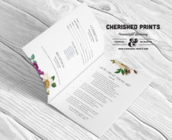 Spring Flowers Funeral Multi-Page Program for Memorials- Bulletin - Order of Service