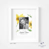 framed announcement yellow watercolor daisies