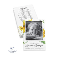 stack of yellow daisies Prayer card