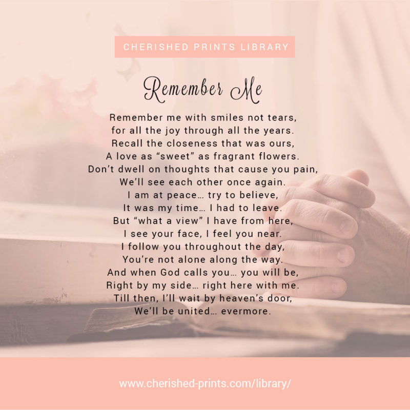 Remember Me Poem