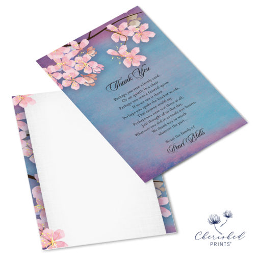 Sakura Cherry Blossom Thank You Note Card Front and Back