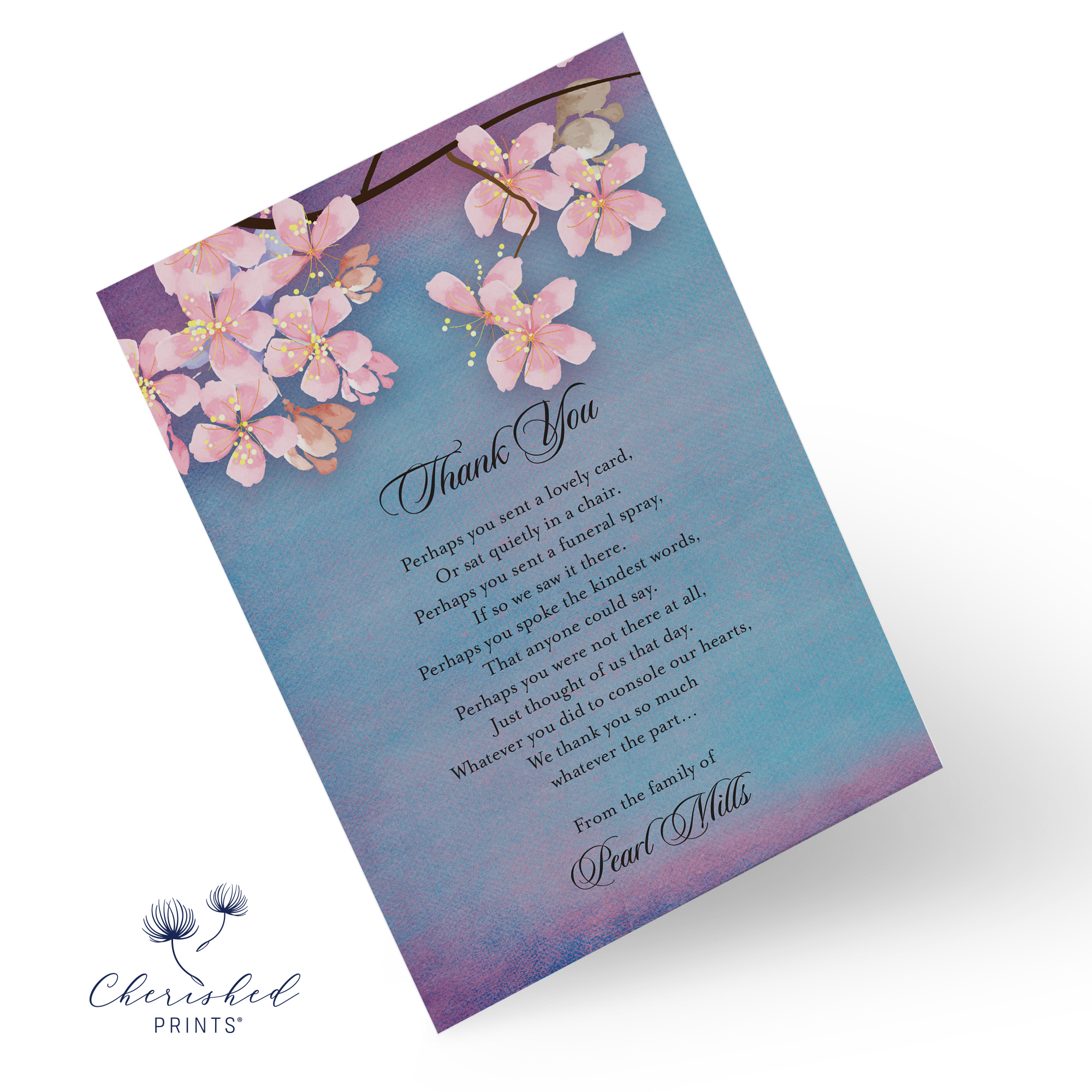 Sakura Cherry Blossom Thank You Note Card Front