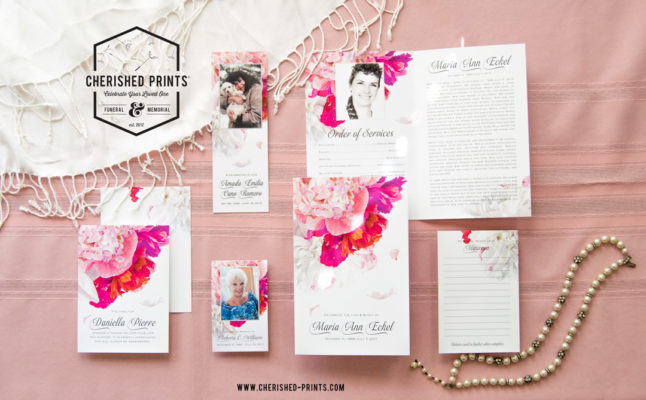 peonies celebration of life-stationery