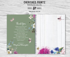 Green Summer Wildflowers Acknowledgment Cards