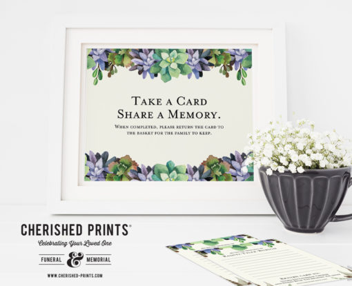 Succulents Share a Memory Card Signs - Instant Download