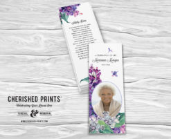 Lilacs Bookmark Celebration of Life Bookmarks for Funerals and Memorial Service
