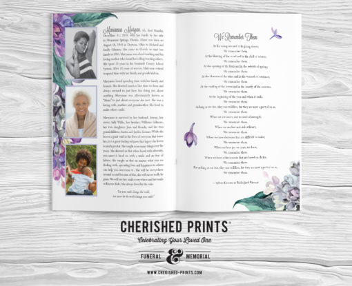 Lilacs Multi-Page Funeral Booklet Program, Celebration of Life Program, Memorial Booklet, Multipage Folder, Order of Service