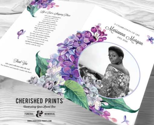 Lilacs Funeral Program Folder for Celebration of Life and Memorial Services
