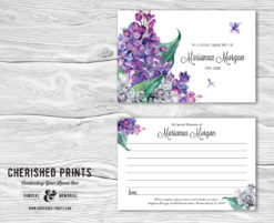 Lilacs Share a Memory Cards for Celebration of Life, Memorials and Funerals