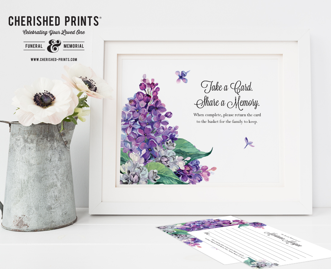 Lilacs Share a Memory Card Signs - Instant Download