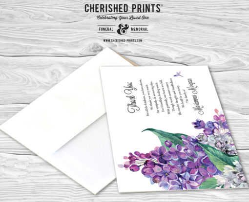 Lilacs Thank You Cards for Funerals and Memorials