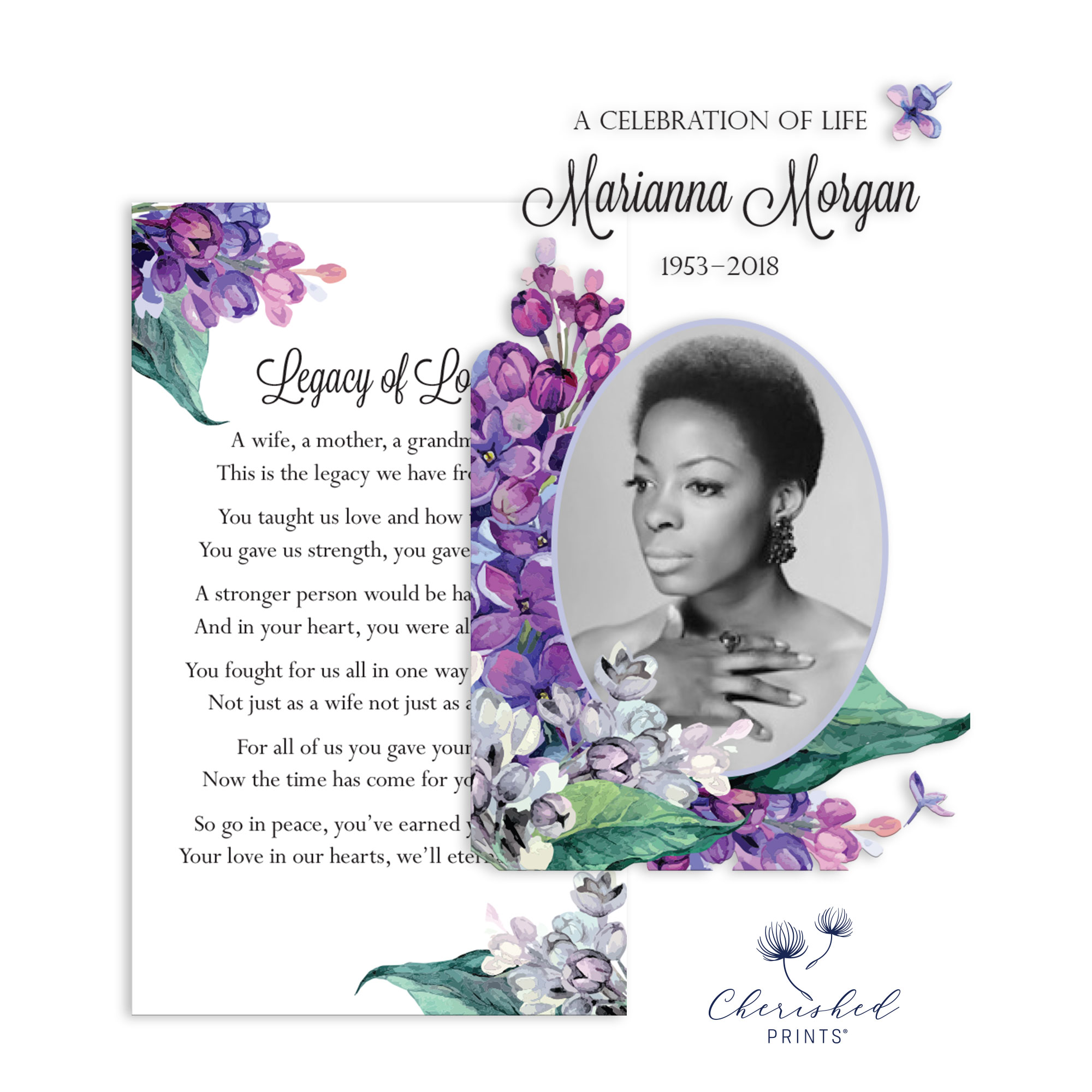 Lilacs Prayer Cards Mass Cards Funeral Cards Memorial Cards