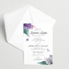 purple lilacs invitation with euro style envelope