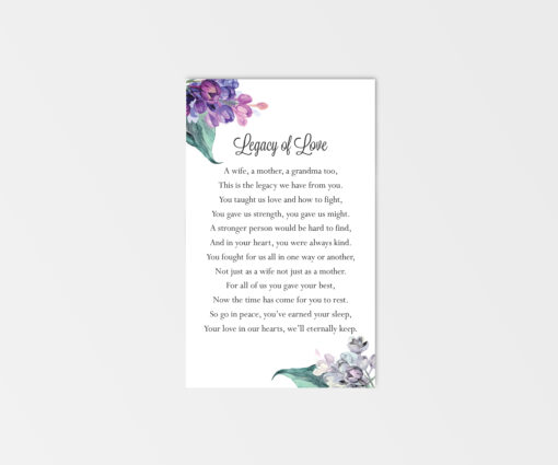 purple lilacs poem prayer card