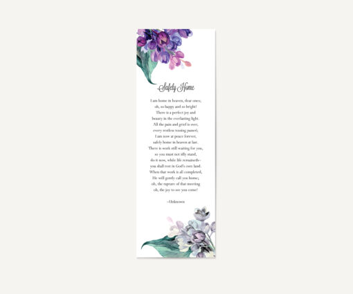 purple lilacs memorial card bookmark template
