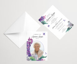 purple lilacs mourning card with envelope