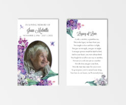 purple lilacs photo prayer card with poem