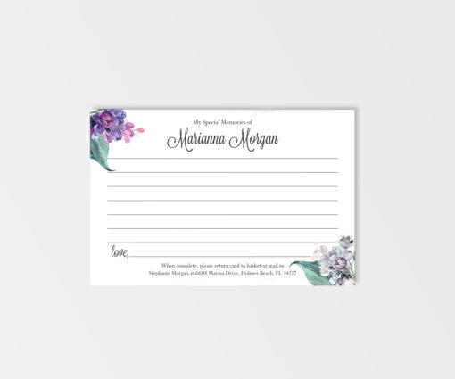 purple lilacs memory postcard