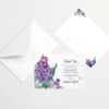 purple lilacs acknowledgment cards with envelopes