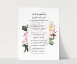 God's Garden poem, giclee art print, funeral poem, pink roses