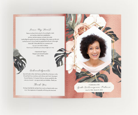 Boho Funeral Program for Celebration of Life and Memorial Services