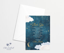 Celestial thank you card with poem for funeral or memorial