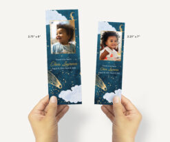 Two memorial bookmark sizes with photo and name